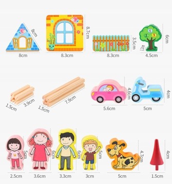 Строительство из деревянных блоков, образовательный кукольный домик