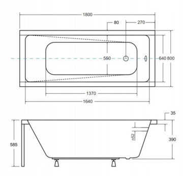 ВАННА 180х80, экранированный корпус, смеситель RAIN SHOWER