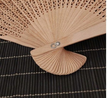 Bambusowy wachlarz drewniany ażurowy składany DIY taniec ślub przyjęcie