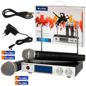 Profesionální Bezdrátový Mikrofon 2ks Přijímač Vhf Jack 6.3 50m 2xAA