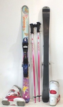 Лыжи ROSSIGNOL 120 см с ботинками размера 21,0 и палками [0168]