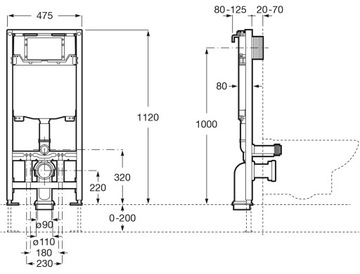 КАРКАС УНИТАЗА ВСТРАИВАННОГО МОНТАЖА ДЛЯ ROCA DUPLO ONE BOWL