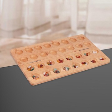 Настольная игра Манкала со складной деревянной доской и галькой из натурального камня