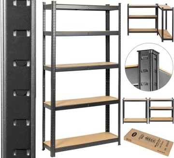 Полка складская металлическая 3в1 ЧЕРНАЯ 5х175 кг 180х90х30 DOOC