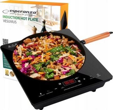 KUCHENKA INDUKCYJNA JEDNOPALNIKOWA PŁYTA GRZEWCZA SZKLANA 2000W TIMER LCD