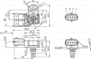 Датчик, давление наддува BOSCH 0 261 230 3