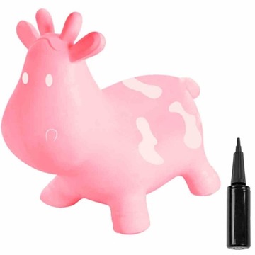 Skoczek gumowy dla dzieci KRÓWKA 57 cm jasno różow