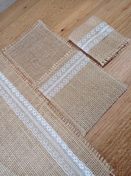 1szt Podkładka pod talerz jutowa naturalna,koronka
