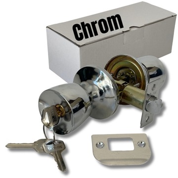 GAŁKA DO DRZWI GAŁKI ZAMEK Z BLOKADĄ DRZWIOWY WC OBROTOWY STAL chrom zestaw