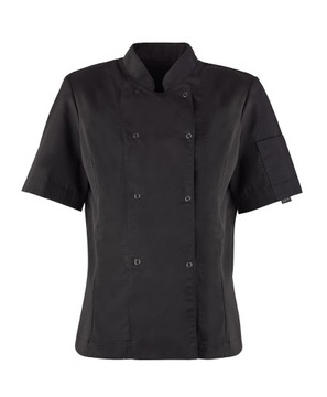 Bluza kucharska damska czarna krótki rękaw r. XL - Kitel damski + kieszonka