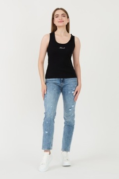 KARL LAGERFELD Czarny top Logo Rib Tank M