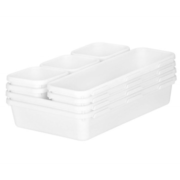 НАБОР ОРГАНАЙЗЕРА ВСТАВКА КУХОННЫЕ КОНТЕЙНЕРЫ ДЛЯ ЯЩИКОВ ШКАФА 8 шт. БЕЛЫЙ