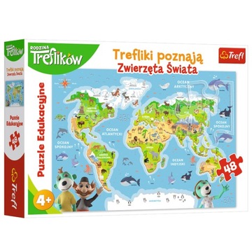 PUZZLE 48 ELEMENTÓW TREFLIKI POZNAJĄ ZWIERZĘTA ŚWIATA TREFL 5525