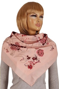 A-8100 РОЗОВЫЙ ШАРФ С ЦВЕТОЧНЫМ УКРАШЕНИЕМ