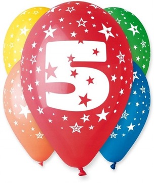 Balony CYFRA 5, 5 sztuk PARTY IMPREZA urodziny