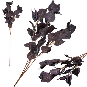 SZTUCZNA GAŁĄZKA Z LIŚCMI PREMIUM DŁUGA DEKORACYJNA XXL CIEMNE LIŚCIE