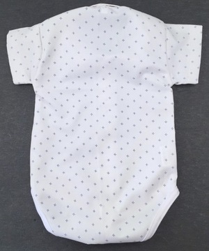 РУБАШКА + ГАЛСТУК, белая, со строгим узором, 80 см.