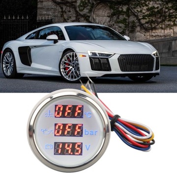 Температура воды, давление масла, вольтметр, 52 мм, 3 в 1, цифровой дисплей, мет.