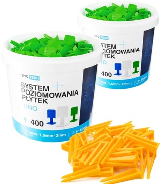SYSTEM POZIOMOWANIA PŁYTEK DUŻY ZESTAW KLIPSY + KLINY 800+200 FUGA 2,0mm