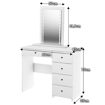 V БЕЛЫЙ КОСМЕТИЧЕСКИЙ СТОЛИК СО СВЕТОДИОДНОЙ ПОДСВЕТКОЙ