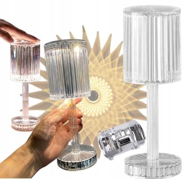 LAMPA KRYSZTAŁOWA LED LAMPKA NOCNA DOTYKOWA PILOT