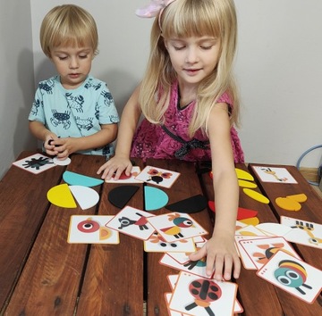 DREWNIANE PUZZLE KLOCKI UKŁADANKA MONTESSORI A2