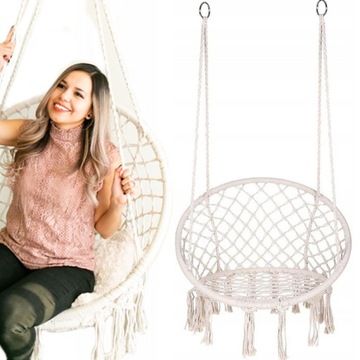 HUŚTAWKA OGRODOWA Brazylijska BOHO Hamak FOTEL Wiszący GNIAZDO +PODUSZKA