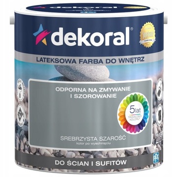 FARBA DEKORAL AKRYLIT W SREBRZYSTA SZAROŚĆ 2,5L