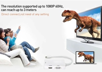 МИНИ-АДАПТЕР ДЛЯ ДИСПЛЕЯ -> HDMI + VGA + DVI - ДЛЯ МОНИТОРОВ И ПРОЕКТОРОВ