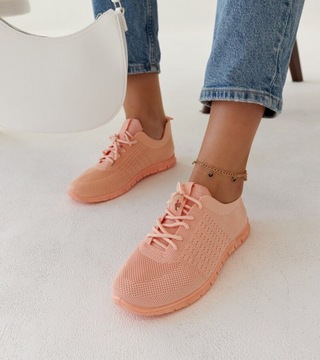 Sneakersy damskie różowe materiałowe sportowe buty 27794 rozmiar 38