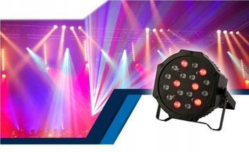 KOLOROFON LAMPA 18 LED STROBOSKOP RGB REFLEKTOR NA IMPREZĘ LAMPA DJ