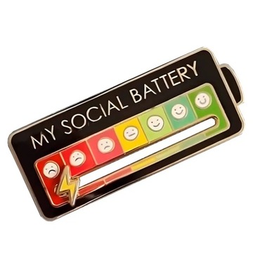 My Social Battery Enamel Pin Funny Interactive Mood Tracker Metal Badges