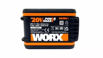 WORX WA3601 20 В 2,0 Ач аккумулятор и зарядное устройство