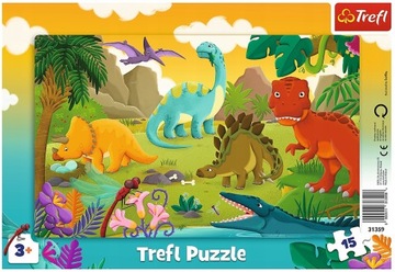 PUZZLE RAMKOWE 15 el DINOZAURY DINOZAUR TREFL