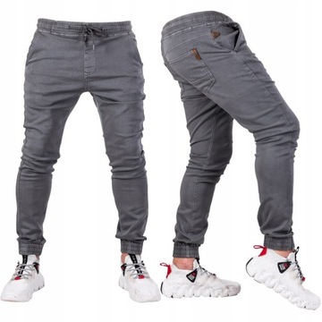 Spodnie męskie joggery PREMIUM SZARE RISADE R.30