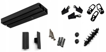 Карниз одинарный потолочный, ПВХ ЧЕРНЫЙ, 250 см, потолочный рельс, комплект лягушек