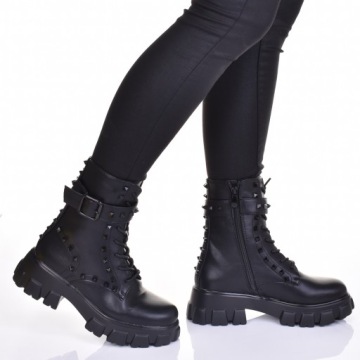 ЗНАЧИТЕЛЬНЫЕ ЧЕРНЫЕ БОТИНКИ, КОЖАНЫЕ ПЛАТФОРМА, ШПИЛЬКИ, ВЕСЕННЯЯ ЗИМНЯЯ ОБУВЬ