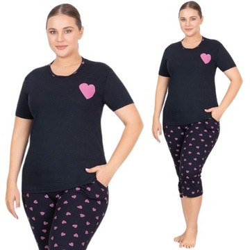 PIŻAMA DAMSKA MORELLA PLUS SIZE SPODNIE 3/4 100% BAWEŁNA