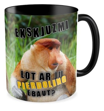 Kubek czarny NOSACZ ŁOT AR JU PIERDOLING ABOUT