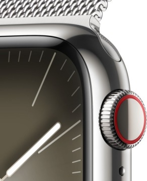 Apple Watch 9, 41 мм, GPS + сотовый телефон, нержавеющая сталь, серебристый