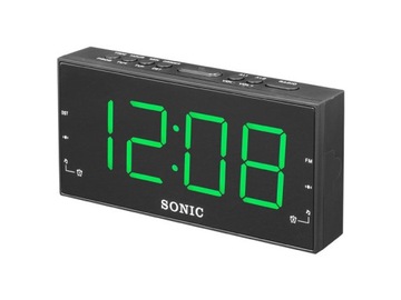 Radiobudzik AM, FM Sonic duży Zielony + Baterie