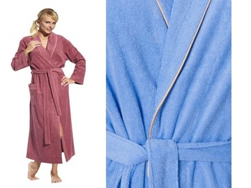 Szlafrok Duże Rozmiary BAWEŁNA wiązany 6XL Błękit