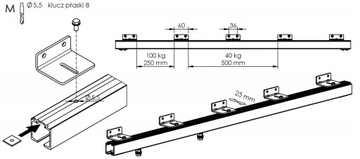 Drzwi przesuwne naścienne ALFA dąb lefkas 95+ paski + system przesuwny