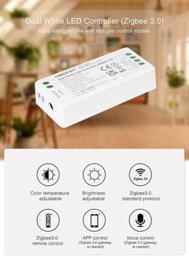 CCT WW/CW kontroler podwójnej białej taśmy LED 12V-24V, Zigbee3.0