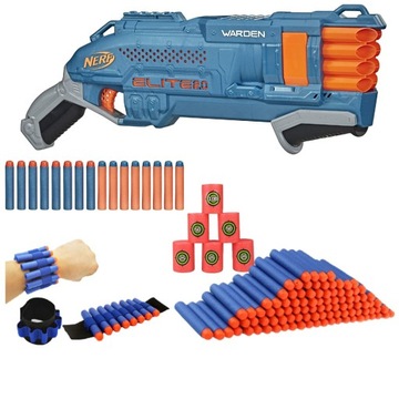 NERF ELITE 2.0 ZESTAW PISTOLET WARDEN DB-8 + CELE + 50 STRZAŁEK + OPASKA