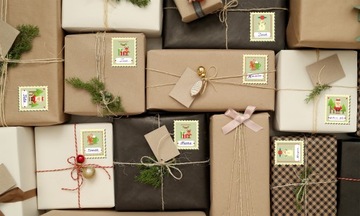 Наклейки ПОДАРКИ ВИНТАЖНАЯ МАРКА 02 набор из 12 шт.