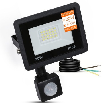 HALOGEN LED 20W LAMPA Z CZUJNIK RUCHU ZMIERZCHU NAŚWIETLACZ ZEWNĘTRZNY IP65