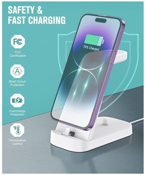 Зарядная станция APETIY для IPHONE Apple Watch AirPods 3в1 белый