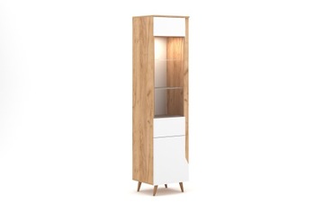 Nowoczesna witryna TUE 190 cm dąb craft złoty LED