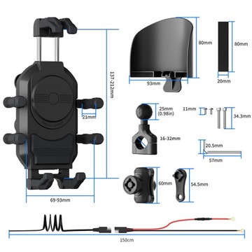ŁADOWARKA INDUKCYJNA USB MOTOCYKLOWY UCHWYT NA TELEFON MOTOR TŁUMIK DRGAŃ